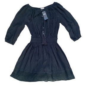 HOLLISTER Navy blue boho flowy dress with sleeves | Size S